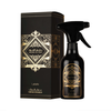 Una fotografía de producto profesional del frasco de spray ambiental Lattafa Badee Al Oud 450ml presentado junto a su elegante envase original, destacando el diseño premium y sofisticado de la colección de fragancias.